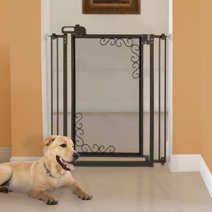 One-Touch Metal Mesh Pet Gate in Black
